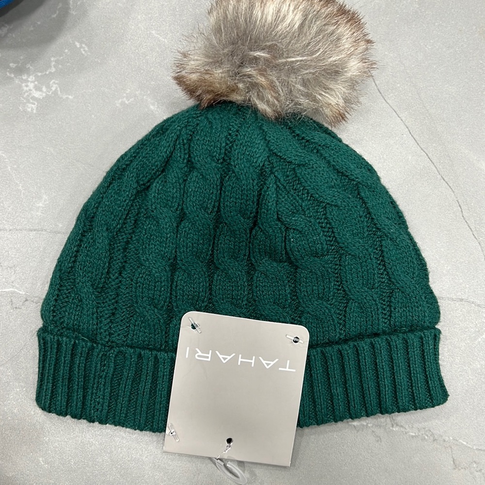 Baby Tahari winter hat in emerald green. Size 3-6 months.